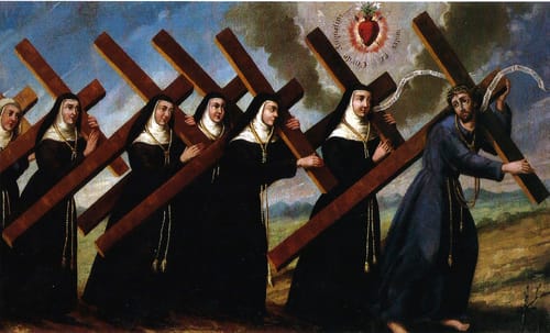 1039 anonimo vision santa clara montefalco procesion agustinas xviii mx