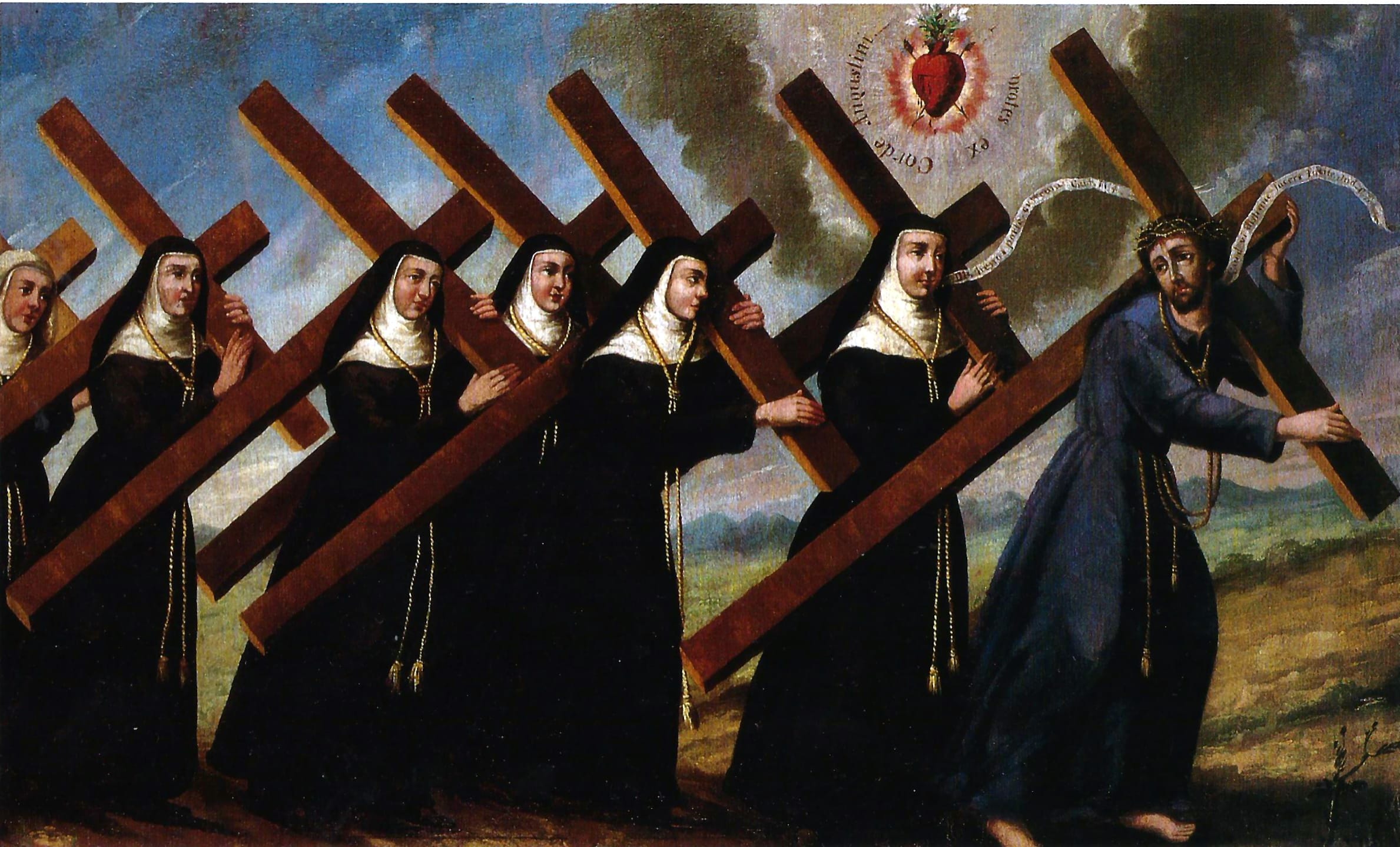 1039 anonimo vision santa clara montefalco procesion agustinas xviii mx
