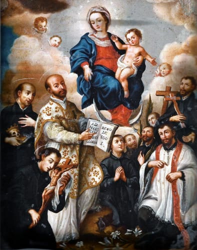 4985 anonimo virgen ni%c3%b1o y santos jesuitas 1750 67 ec