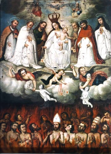 8367 anonimo virgen de la merced con animas purgatorio xviii ec