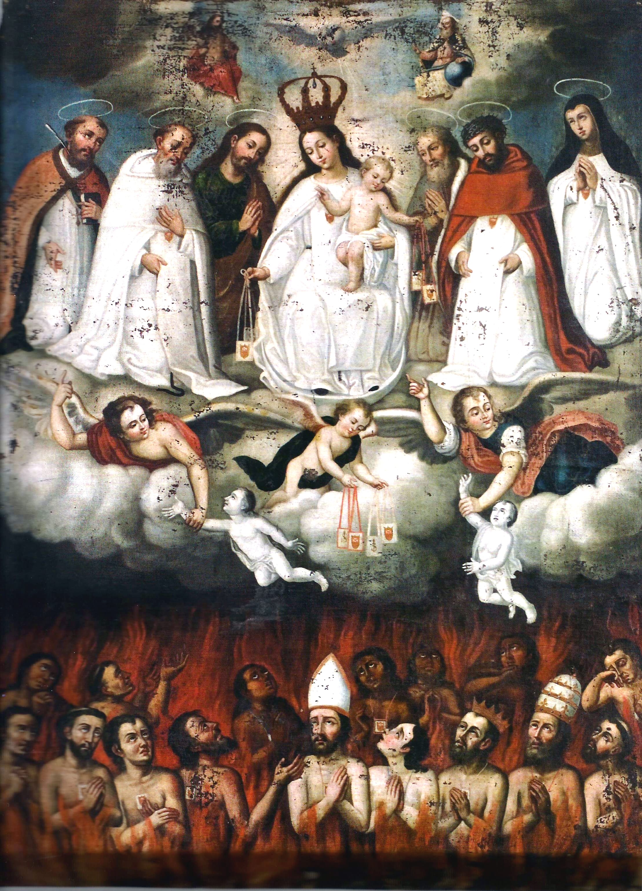 8367 anonimo virgen de la merced con animas purgatorio xviii ec