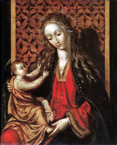 9249 pedro de vargas virgen y ni%c3%b1o con santos jeusitas 1595 bo