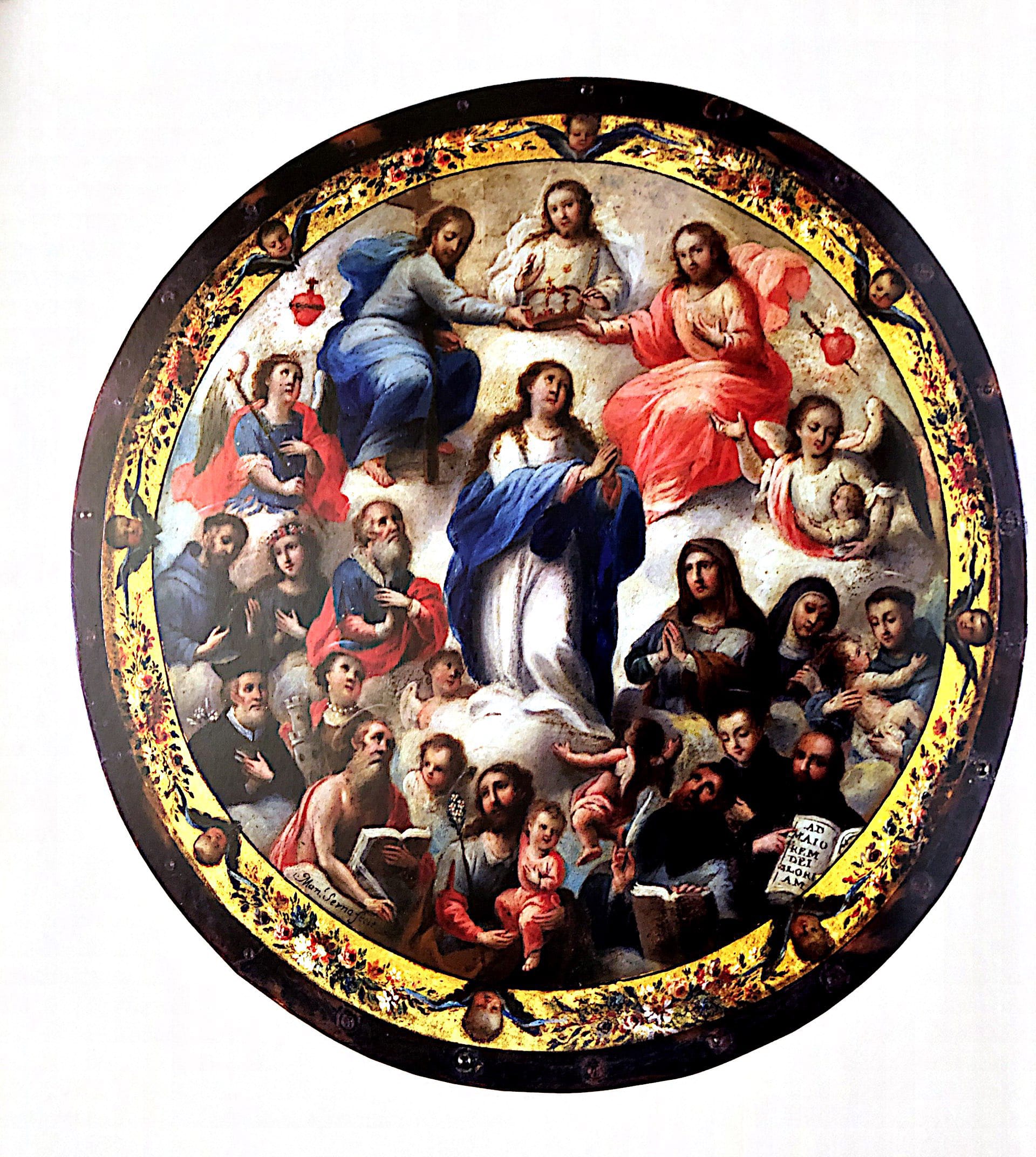 9716 an%c3%b3nimo escudo con inmaculada y santos xix mx