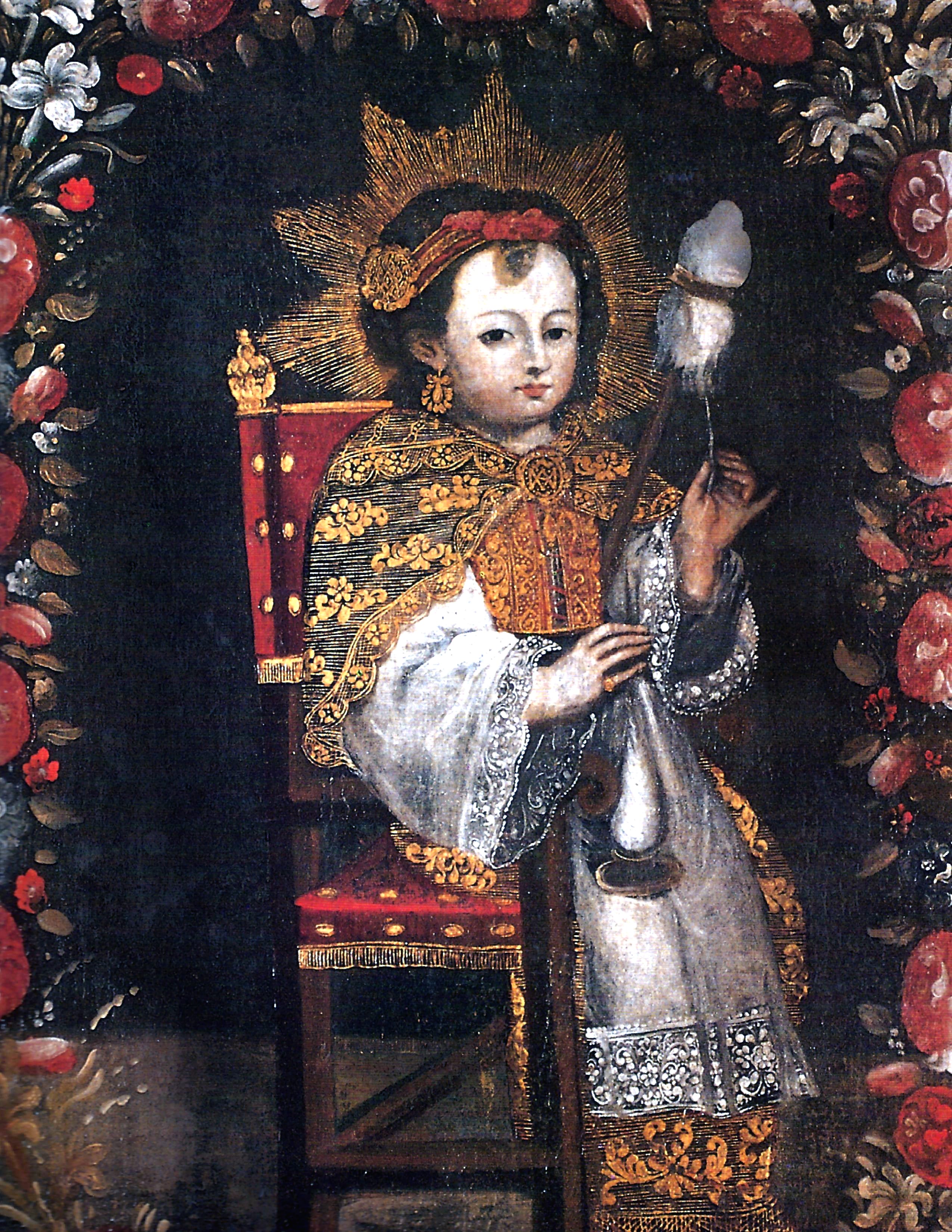 10693 anonimo virgen hilando xviii pe