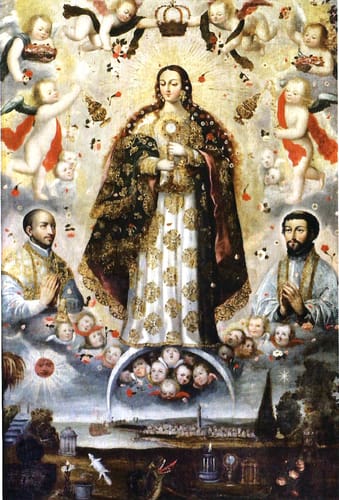 14009 anonimo apoteosis de la virgen inmaculada xviii ec