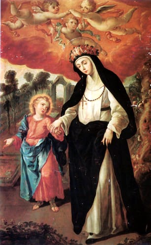 14248 crist%c3%b3bal de villalpando santa rosa de lima con el ni%c3%b1o jes%c3%bas retablo de sta. rosa 1700 11 mx