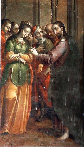 19745 cristobal villalpando jesus y mujer adultera 1675 80 mx