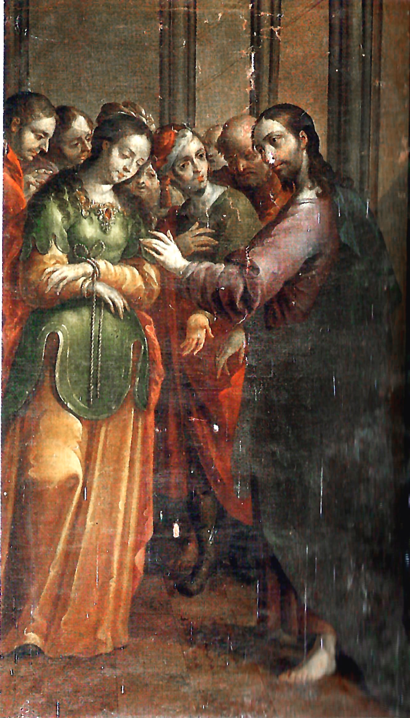 19745 cristobal villalpando jesus y mujer adultera 1675 80 mx