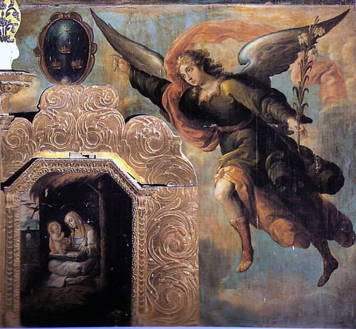 19811 cristobal villalpando arcangel con azucenas de rosa de lima 1700 11 mx