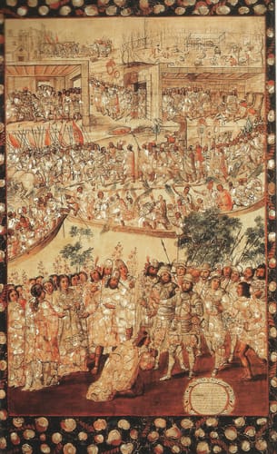 20222 miguel y juan gonzalez sobrino de moctezuma recibe a cortes 1698 mx