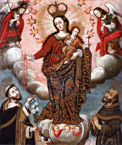 20559 an%c3%b3nimo nuestra se%c3%b1ora del rosario con santos dominicos franciscanos xviii pe